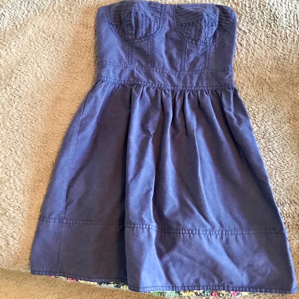 Strapless Navy Dress
